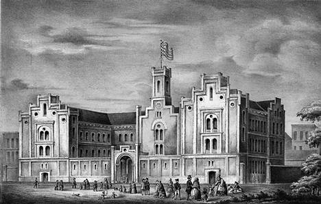 Auswandererhaus in Bremerhaven, 1850.#https://de.wikipedia.org/wiki/Auswandererhaus_Bremerhaven#/media/Datei:Auswandererhaus_-_ Bremerhaven_-_1850.jpg