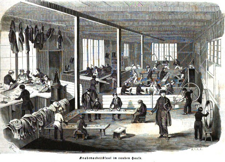 Knabenarbeitssaal im Rauhen Hause bei Horn#Illustrirte Zeitung - http://anno.onb.ac.at, Gemeinfrei, https://commons.wikimedia.org/w/index.php?curid=81878659
