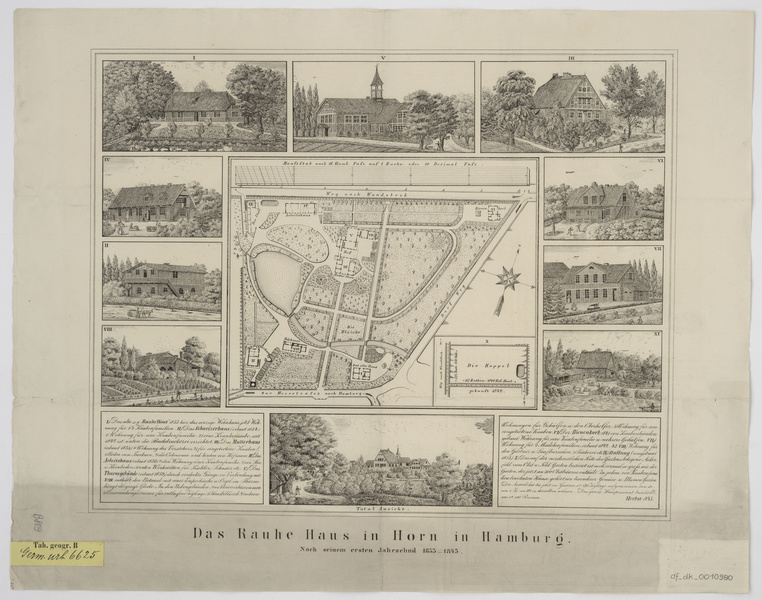 Rauhes Haus bei Horn, Lithographie 1843.#https://www.deutsche-digitale-bibliothek.de
