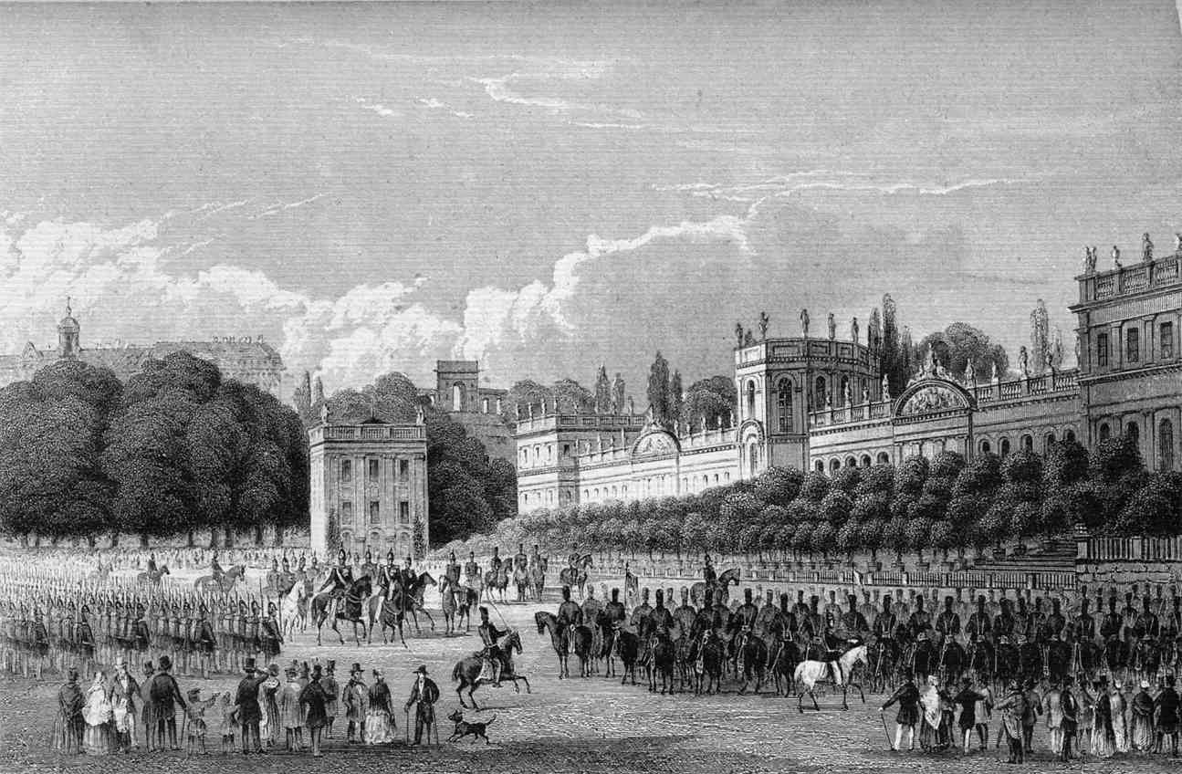 Die grosse Parade vor der Orangerie in Kassel. 5. Juni 1850.#http://www.kasselwiki.de/index.php?title=Paraden_%E2%80%93_Aufm%C3%A4rsche